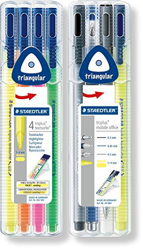 Staedtler Triplus Textmarker 4er Set in aufstellbarer Box + Triplus Mobile Office Set