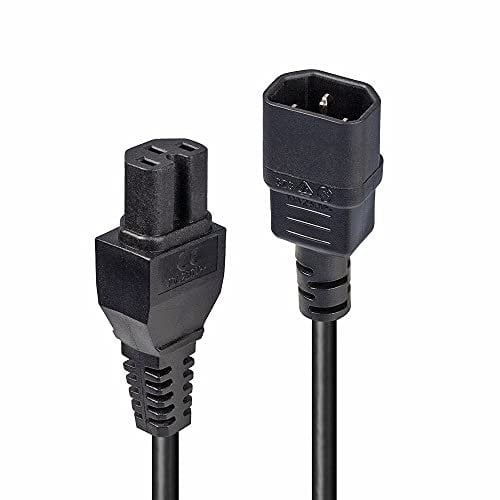 Lindy 2m Hot Conditioned Extension Cable - IEC C14 to IEC C15 Power Lead - Black