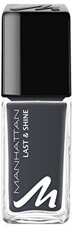 Manhattan Last & Shine Nagellack – Dunkelgrauer, glänzender Nail Polish für 10 Tage perfekten Halt – Farbe Girl In Grey 945 – 1 x 10ml