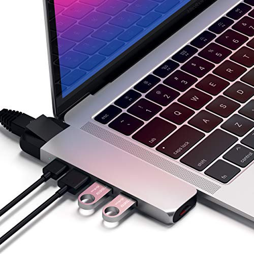 SATECHI Adaptador Pro Hub Tipo-C con Ethernet, 4K HDMI, USB-C PD, USB 3.0, Ranura para Tarjetas Micro SD - para M2/ M1 MacBook Pro/Air (Plata)