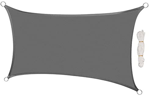 Laneetal Vela Ombreggiante Impermeabile, Telo Parasole in HDPE Anti UV 95% Protezione Tenda da Sole per Esterno, Tenda Parasole Rettangolare,Quadrato per Giardino, Balcone, Piscina