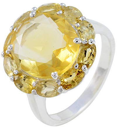 joyas plata echte edelsteine ovale form facettierte citrinringe mit mehreren steinen - ring aus 925er silber und gelbem citrin - ring mit echten edelsteinen der astrologie von juni birth gemini