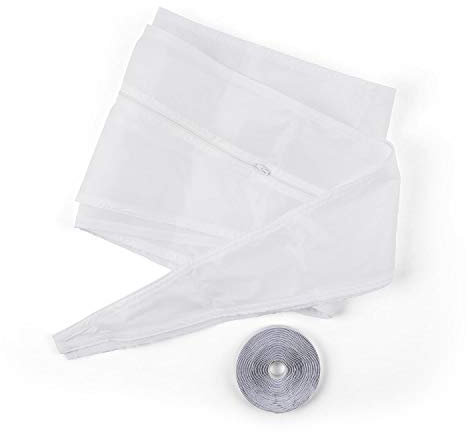 KLARSTEIN Window Sealing Set for Mobile Air Conditioning Units: Length: 3.9 m, Zipper, Velcro, Flexible Use: Tilted/Open/Sloping Windows, Increases Air Conditioner Efficiency, Colour: White