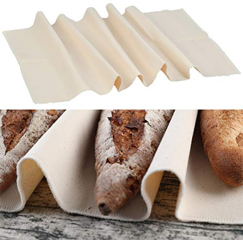 THETHO Gärtuch Bäckerleinen Baguettematte Teigtuch Fermentationstuch unbehandelt Teigbäckertuch Baumwollleinen zum Backen Bäcker Couche Proofing Tuch für Baguette Brotteig, 45 x 75cm Baumwolle