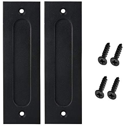 Fpz 2pcs 7 inch Running Black Sliding Barn Door Finger Pull Set | Heavy Duty Modern Simple Invisible Handle| with Flat Bottom Easy to Install barn Door Flush Handle Flush Door Pull