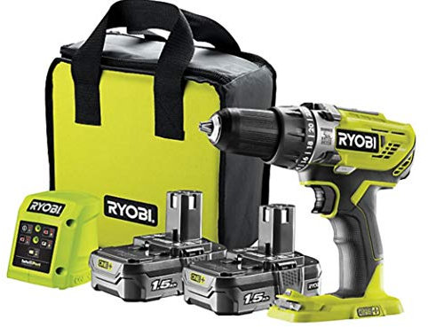 Ryobi ONE18V 1.5Ah Li-ion Cordless Combi Drill 2 batteriesR18PD3-215SK