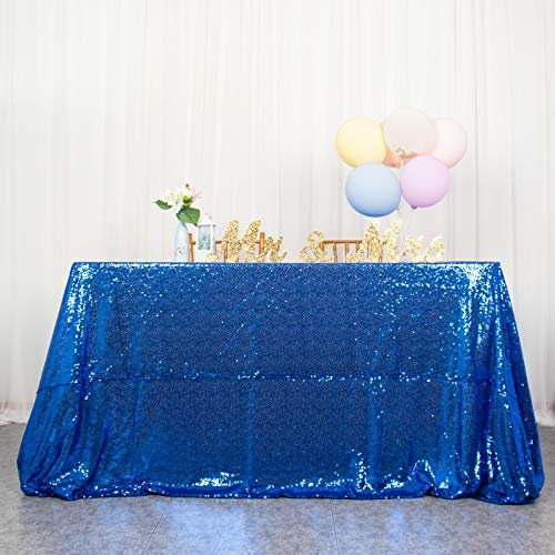 ShinyBeauty Royal Blau Pailletten Tischdecke Rechteck 60x102-Zoll Glitter Pailletten Tischdecken für Parity Leinen Tischdecke Sparkly Tischauflage (150 x 260 cm, Blau)