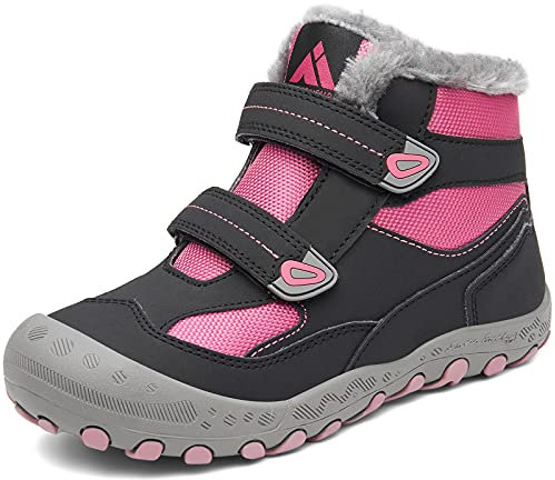 Mishansha Stivali da Neve Bambino Scarponcino Inverno Ragazzi Ragazze con Imbottitura Calda Stivaletti Trekking Escursionismo Antiscivolo Outdoor Scarpe Invernali Morbidi Comode, Magenta Viola 38 EU
