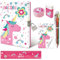 Set of Secret Diary for Girls, 6Pcs Gifts Stationery Set for Girls incl. Unicorn Diary with Lock 6 Multicolor Pen Memo Ruler Eraser Sharpener Kids Notebook for Girls Birthday Presents Age 5-10 Year