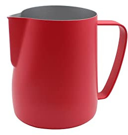 Jarra de leche de acero inoxidable, jarra de leche vaporera, 350 ml, color rojo