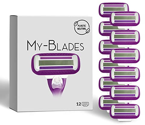 Rasierklingen kompatibel mit Gillette Venus, Plastikneutral Swirl und Smooth, 12 Ersatzklingen Damen mit 4-fach Klinge