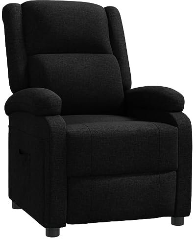 vidaXL Relaxsessel, Fernsehsessel mit Liegefunktion, Verstellbarer Sessel Wohnzimmer, Ruhesessel Polstersessel Liegesessel, Schwarz Stoff