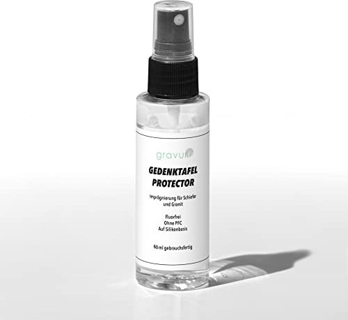 Einzigartiges Imprägnier-Spray für Schiefer Naturstein Gedenktafel - Gravur bleibt bei Nässe Regen lesbar - kein Verblassen! - Grabplatte Grabstein imprägniert - für Tier & Mensch Grabschmuck Grabdeko