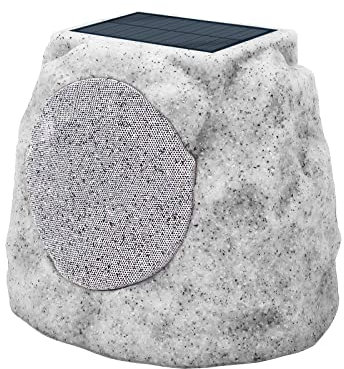 Rock Speakers Outdoor Waterproof Solar-Powered Wireless Bluetooth Portable Speaker Outdoor Bluetooth Speaker with 7 Light Colors for Patio, Party, Pool, Deck, Yard, Garden and Home (Light Grey)
