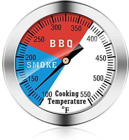 BBQ Thermometer Gauge,Charcoal Grill Pit Smoker Temp Gauge Grill Thermometer with Fahrenheit and Heat Indicator