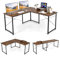 COSTWAY L-Shaped Computer Desk, 240cm Reversible Double Study Writing Workstation for 2 Person, Large Long Corner Home Office Desk Wooden PC Laptop Gaming Table with Monitor Stand (Rustic Brown)