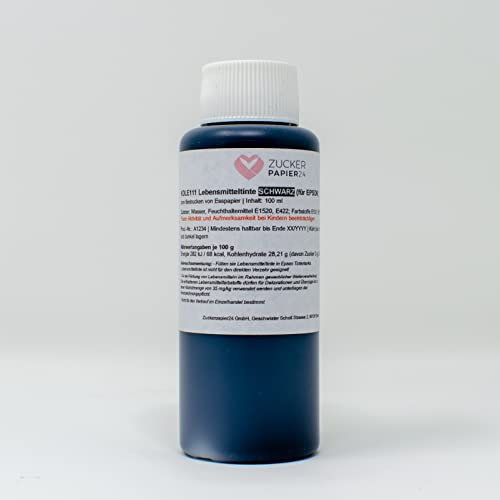 Zuckerpapier24® Lebensmitteltinte – 1 Liter – Schwarz für Canon-Drucker [KOL610]