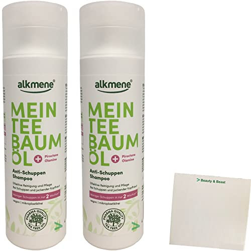 Alkmene Mein Teebaumöl Antischuppen Shampoo 2er Pack (2x200ml Flasche) + usy Block