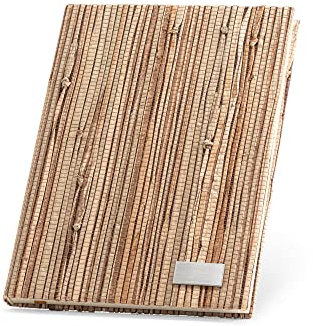 noTrash2003 Nachhaltiges Notizbuch Journal DIN A5 mit Hardcover aus Naturstroh 192 linierte Seiten in Kraftpapier Verpackung umweltfreundlich