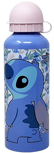 CARTOON Botella de agua de aluminio para niños, Stitch, Disney, BPA Free, botella con chupete, boquilla de 500 ml