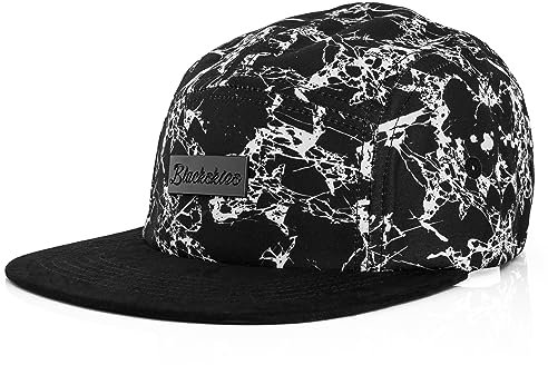 Blackskies® Fenrir Vol. II 5-Panel Cap Camp Damen Herren Baseball Mütze Kappe Surfer Skater Snapback Strapback Marmor Schwarz