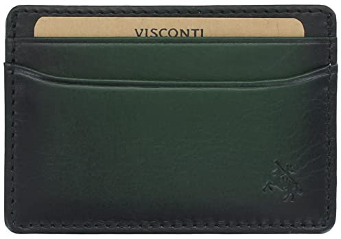 Visconti Atelier Collection Evan Kreditkartenetui aus Leder, RFID-blockierend, AT54, Schwarz und Dunkelgrün, Einheitsgröße, Modern
