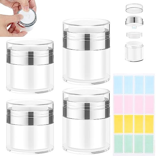 Zeuwets 4 Stk Airless Pumpspender, 15ml 30ml Creme Pumpspender, Nachfüllbar Vakuum Kosmetikbehälter, Leer Creme Spender Kosmetischer Behälter, Tragbarer Vakuumflasche Pumpflasche mit Deckel für Reise