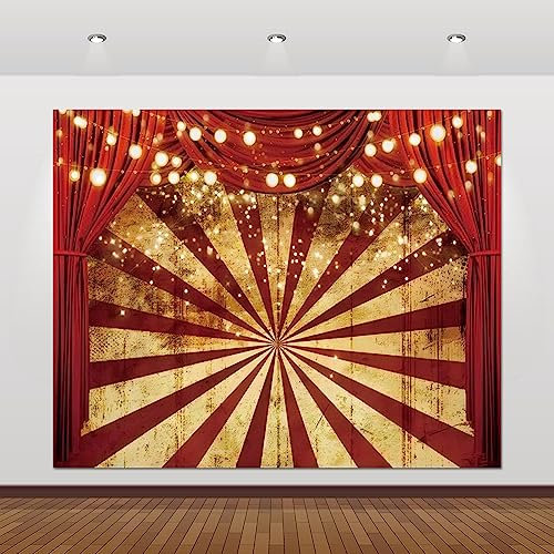3 x 2,4 m Zirkus-Hintergrund, Karneval, Mottoparty, roter Vorhang, Hintergrund, Babyparty, Geburtstagsparty, Potrait-Banner, Fotoautomaten, Kuchen, Tischdekorationen