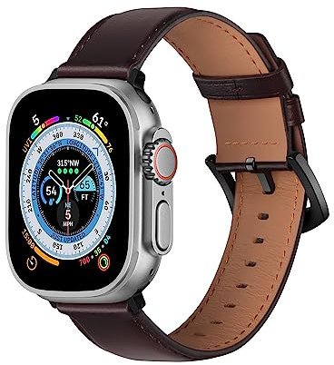 VULKIT Vintage Lederarmbänder Kompatibel mit Smartwatch Armbändern 38mm 40mm 41mm, Echtleder Uhrenarmbänder Kompatibel