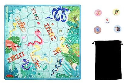 Andux Faltschach Set Tuch Kunst Brettspiel Portable Board Kits Geschenk für Kinder BYYXQ-01 (Schlangen und Leitern)