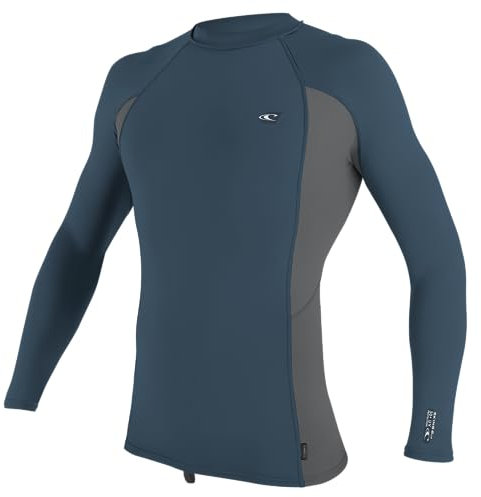 O'Neill Wetsuits Men's Standard Premium Skins L/S Rash Guard, Copen Blue/Smoke