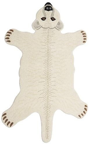 Beliani Kinderteppich Wolle weiß Tiermotiv Eisbär 100 x 160 cm handgetuftet Taqqiq