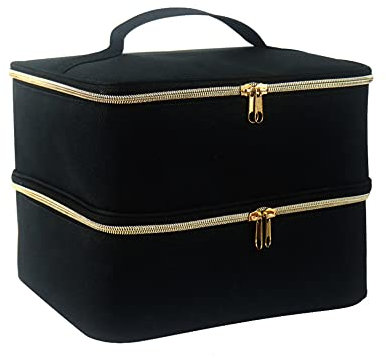 Boczif Étui de Transport Organisateur de Vernis à Ongles, Sac de Rangement de Vernis à Ongles à Double Couche - Convient à la Lampe sécheuse à Ongles et à l’Ensemble de Manicure(Noir)