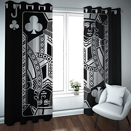 HOBBOY Schwarze Karte Verdunkelungsvorhänge Der Bube der Keulen Vorhänge Verdunkelnder Sichtschutz Vorhang für Schlafzimmer Wohnzimmer Wärmeisolierte Vorhänge 2 Paneele 2xW132xL160cm