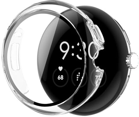 BELIYO Hard Hülle für Google Pixel Watch, 9H Härte PC Gehärtetes Glas Hülle Rundum Displayschutz Ultradünne Kratzfestes- Transparent.