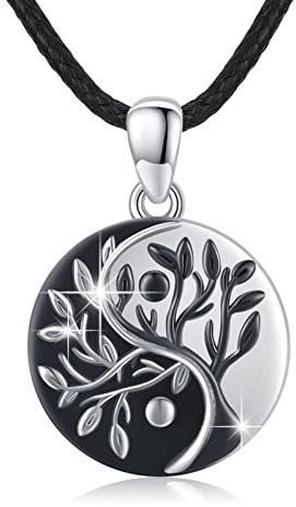 YEESIA Lebensbaum Halskette 925er Sterlingsilber Abalone Lebensbaum Halskette Yin Yang Lebensbaum-Anhänger Ewiger Schmuck Jahrestag Geburtstag Abschluss Geschenke für Frauen, Männer
