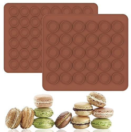 BuLKee Hornear Macarrones, 2pcs alfombrilla de Cocina para Macarons de Silicona Fácil de Limpiar para Hacer Macarrones Galletas Chocolate