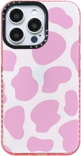 Abbery für iPhone 13 Pro Hülle Rosa Kuh Muster Kuhflecken Durchsichtig Druck Weiche klare Transparent mit Design Silikon Stoßfest Gummi Süß Schutzhülle Kratzfest Frauen Mädchen