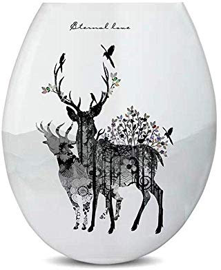 Toilettensitz, Toilettensitz, einfach zu montieren, schönes bedrucktes Design, Ersatz, verdickter Toilettendeckel, universelle U-förmige PP-Platte für Badezimmer-Hirsch