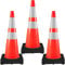 VEVOR 6er-Pack 36-Zoll-Verkehrskegel, Sicherheits-Straßenparkkegel mit schwarzer beschwerter Basis, Orangefarbene PVC-Verkehrssicherheitskegel, Gefahrenkegel, Reflektierende Kragen