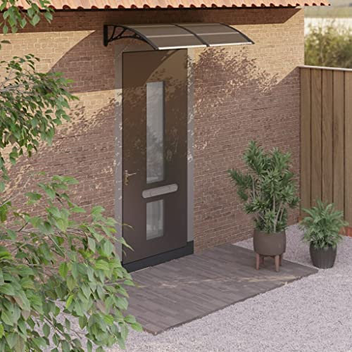 Terrassentür-Vordach Laden-Vordach Balkonüberdachung Eingangsvordach Türvordach Schwarz 150x80 cm Polycarbonat für Terrasse Balkon