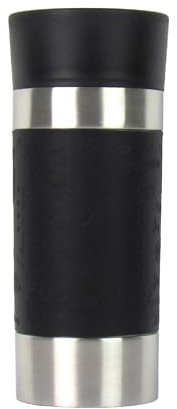 Lentz Isolierbecher – Thermobecher – Fassungsvermögen 360ml – Doppelwandig mit Quick-Press Verschluss (Schwarz)