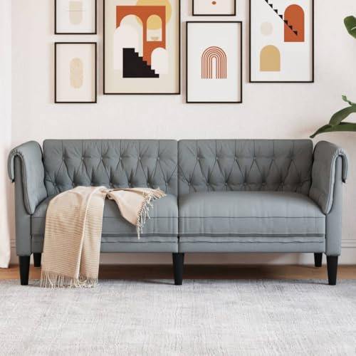 Homgoday Chesterfield-Sofa, 2-Sitzer, hellgrau, aus Stoff, für den Außenbereich, für den Garten, Bett, Sofa, Couch, Gartensofa, Wohnzimmer, Terrasse, Außenbereich, Möbel