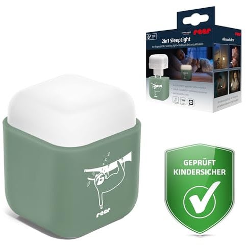 reer SleepLight 2in1 | Nachtlicht für die Steckdose und mit Akkubetrieb| On-Off- und Sensor-Modus | Stimmungslicht für Kinder | Eukalyptus