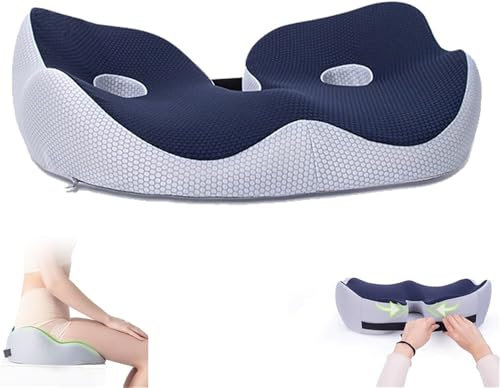 Wbietu Outfany Ergoseat, Hilipert Memory Foam Sitzkissen, Memory Foam Sitzkissen, Bequemer Sitzring zur Druckentlastung, Druckentlastung Bürostuhlkissen für langes Sitzen (Blau)