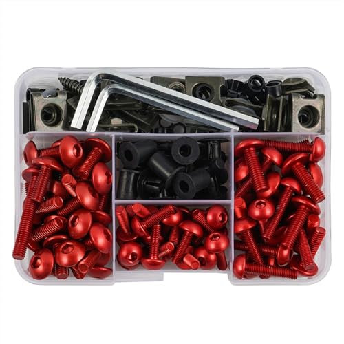 OPYJRL Set Utensili ferramenta Moto Carenatura Bullone di Fissaggio Pinze Kit Vite per K&awasaki Z750 Z800 Z750R Z250 Z1000 per Ninja 250/300 Z900 ZX6R(Rosso)