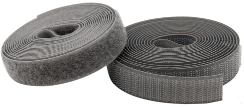 KLEBASTO Klettband zum nähen | SET Hakenband und Flauschband | Klettverschluss zum nähen | Hohe Verschlusskraft (Grau, 20mm x 3 m)