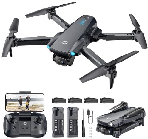 Holy Stone HS290 Drone pieghevole con telecamera FPV HD 1080P, quadricottero RC con flusso ottico, controllo tramite app, 3 velocità, 2 batterie modulari, regalo giocattolo cristiano per bambini, C0