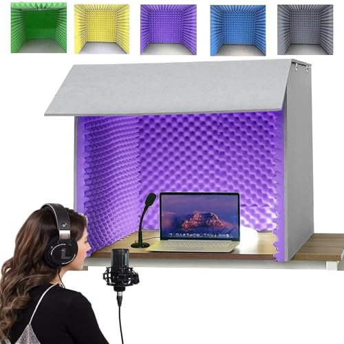 Dtyubfg Cabine Enregistrement Portable, Bouclier De Microphone Professionnel, Pour Enregistrement Sonore, Mousse Insonorisante, Panneaux Acoustiques, Bouclier isolation Acoustique - Bleu-60*60*60cm
