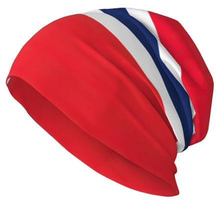 EdWal Beanie-Mütze mit norwegischer Flagge, warm, gestrickt, weich, hautfreundlich, für Damen und Herren, Schwarz, Schwarz , Einheitsgröße